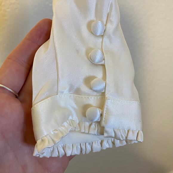 FRAME Ivory 100% Silk Victorian Milkmaid Puff Sleeve Button Blouse Size XS - Picture 4 of 8